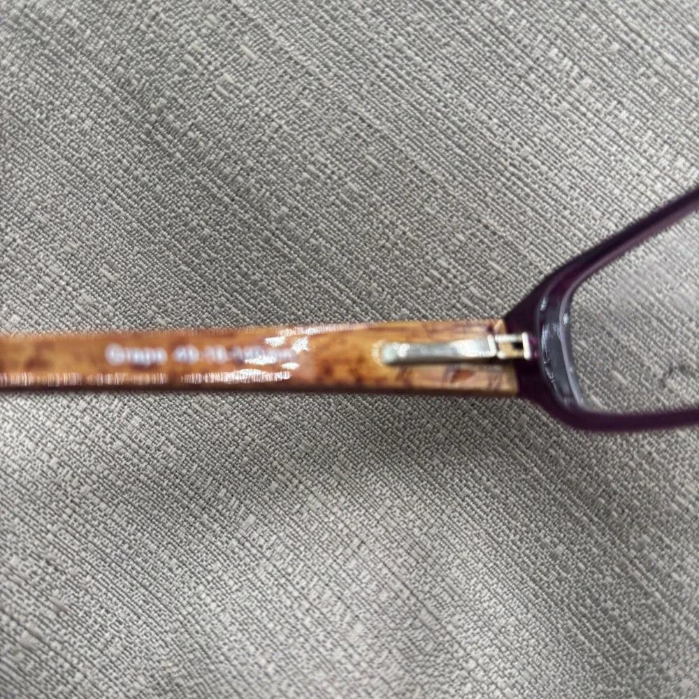 Nicole Miller Ooh La La Grape Purple Rectangular Eyeglass Frames Faux Wood 49-18